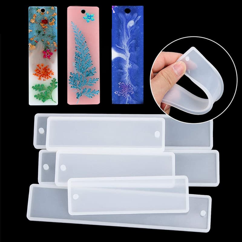 DIY Crystal Epoxy Blank Bookmark Mold, Epoxy Mirror Bookmark Decorative Pendant Large Medium Small Rectangle Mold