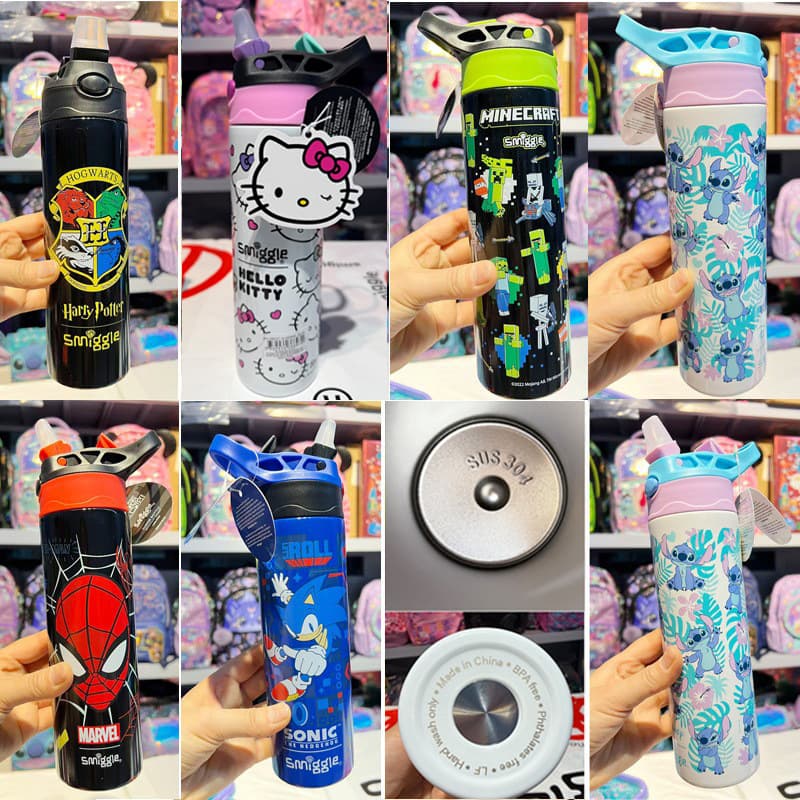 Australian Smiggle Insulated Water Bottle for Primary and Middle School Students and Children, Portable Cup, 304 Stainless Steel, Pop-up Fully Automatic Cup