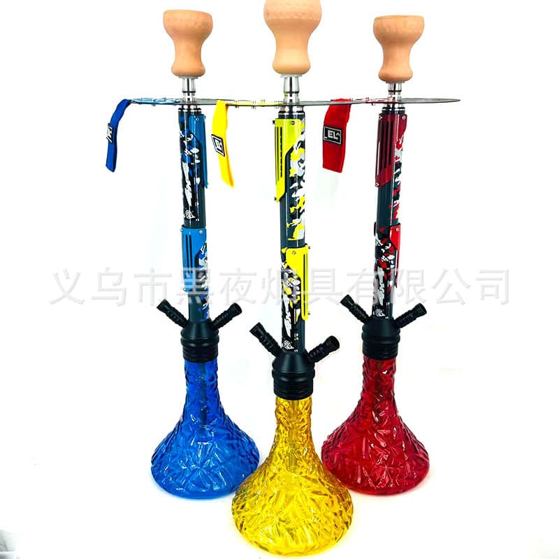 Arabic Hookah Full Set Bar Shisha Large Dual Hose 4x4 Big Smoke Glass Hookah Bowl