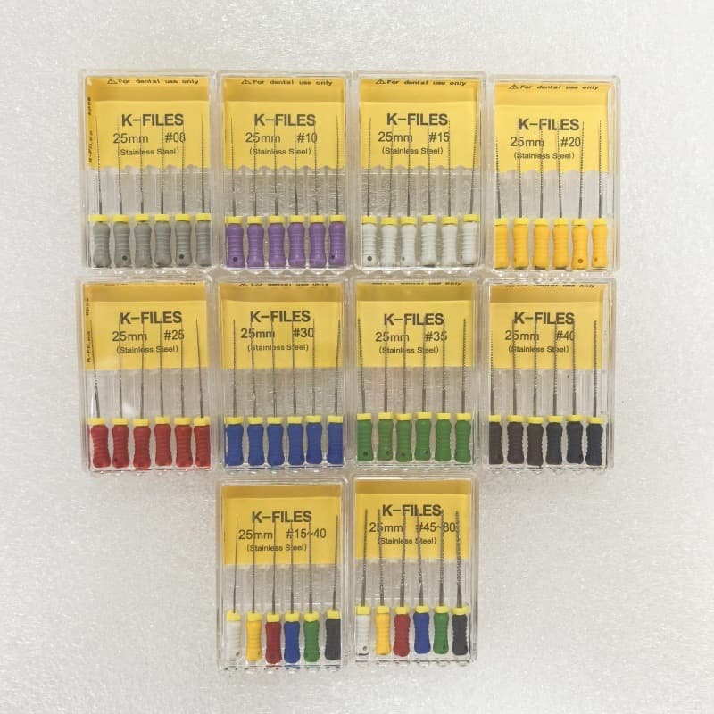 Hot-selling cross-border stock with complete models, 6 pieces of dental oral stainless steel root canal files K-FILES hand-use K files for dentistry