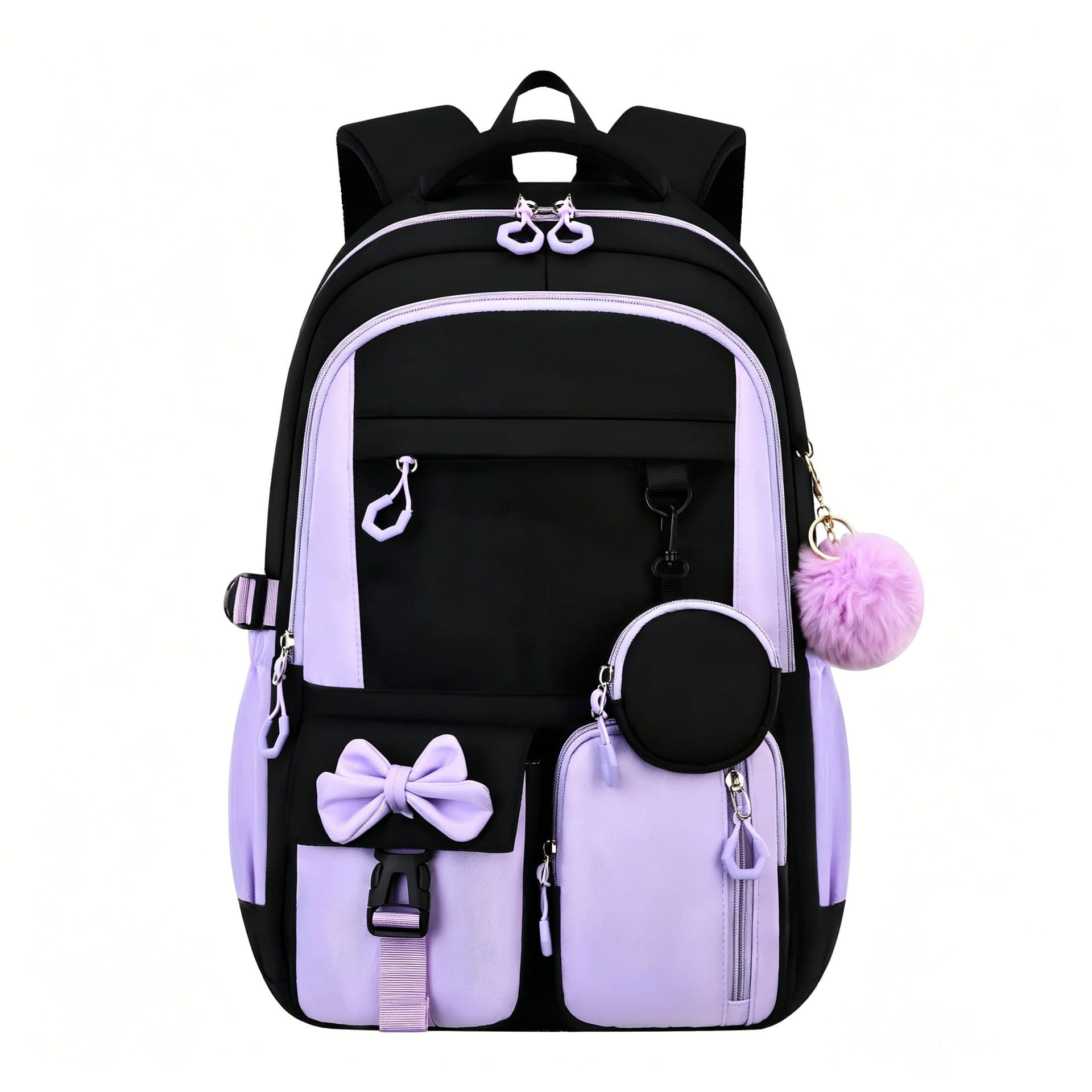 Amazon New Cross-border Bow Three-piece Set Backpack Large Capacity Shoulder Bag for Junior High School Girls College Students