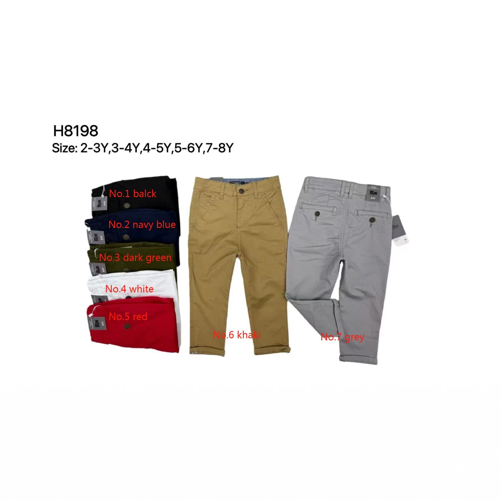 Cross-border e-commerce boys' colored trousers trousers children's colored trousers wholesale boys chinos trousers