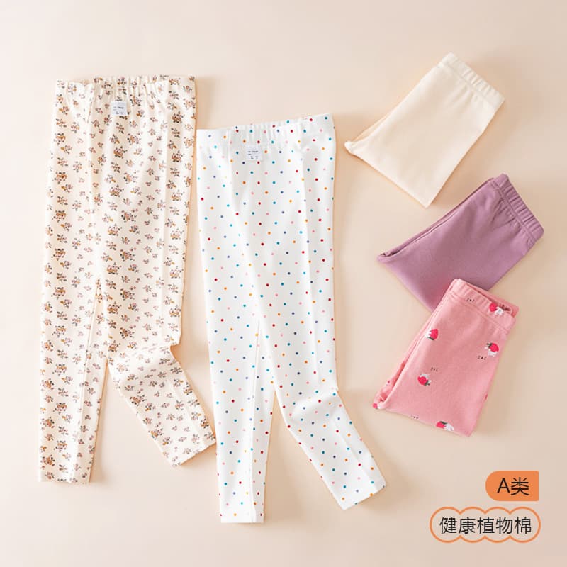 Can be customized Autumn and winter girls' long johns, baby girl's thickened pure cotton inner leggings, versatile slim-fit elastic line pants