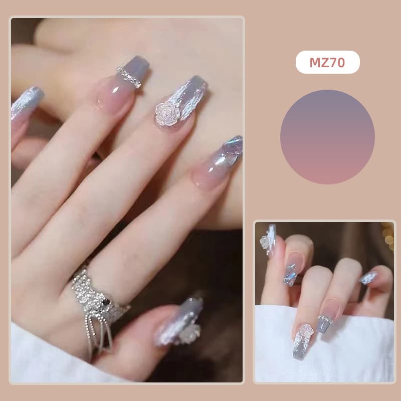 French Flash Butterfly Machine Wearable Nail Art Finished Wearable Nail Tips Wholesale 24 Pieces Wearable Nails Source Factory