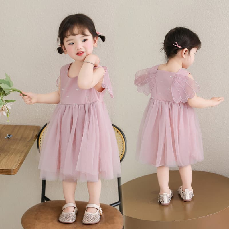 Girls Dress Summer 2025 New Fashionable and Western-style Children's Princess Dress Little Girl Wings Vest Dress