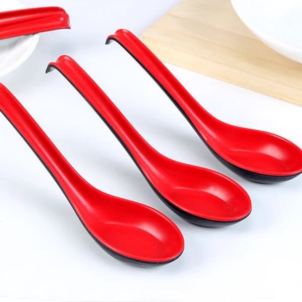 Restaurant Practical Red-Black High-Temperature Melamine Spoon Melamine-Like Long Handle Ladle Heat-Resistant Non-Slip Soup Spoon Kitchen Utensil
