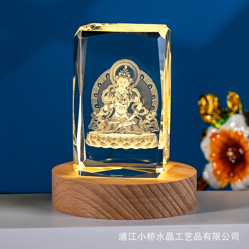 3D Figure Crystal Carving Craft Vajrasattva Buddha Statue Home Decoration Ornament Gift