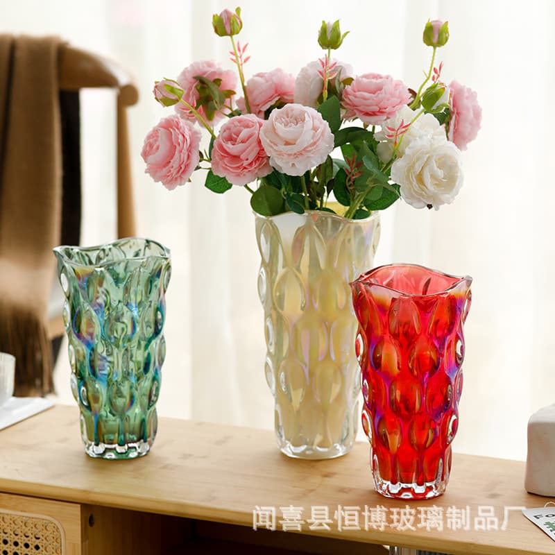 Nordic light luxury high-end crystal glass vase home living room transparent water-raised flowers glass flower arrangement ornaments