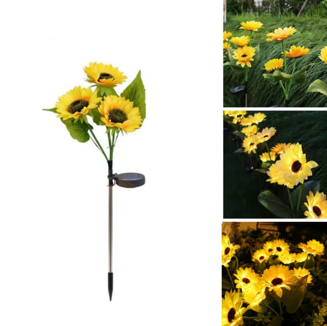 Solar Light Simulation Sunflower Lamp Outdoor Garden Stake Lawn Light Landscape LED Light