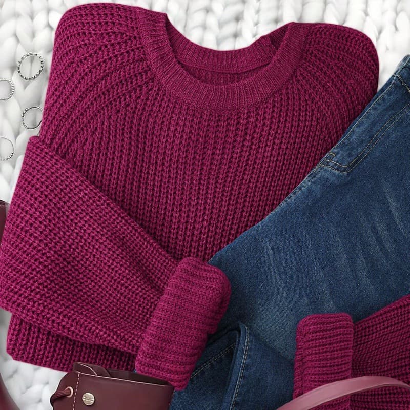 Autumn and winter round neck soft knitted sweater for women, pullover lazy ingot needle thickened temperament casual bottoming sweater for women