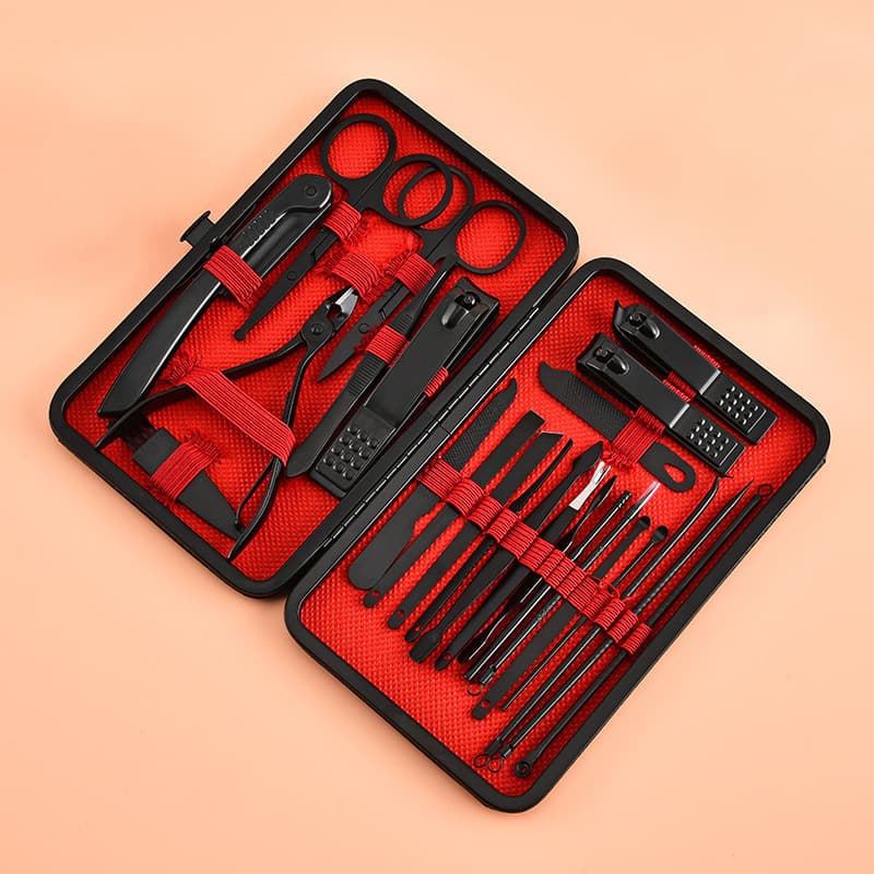 Black Nail Clipper 8-Piece Set 24-Piece Nail Clipper Kit Manicure Pedicure Tool Set Nail Care Beauty Set