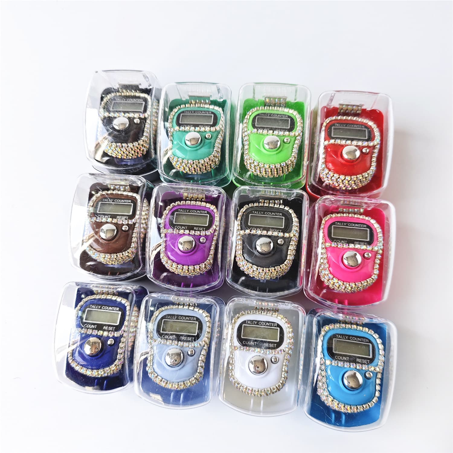 New point diamond counter colored diamond counter digital display ring counter press decompression finger counter