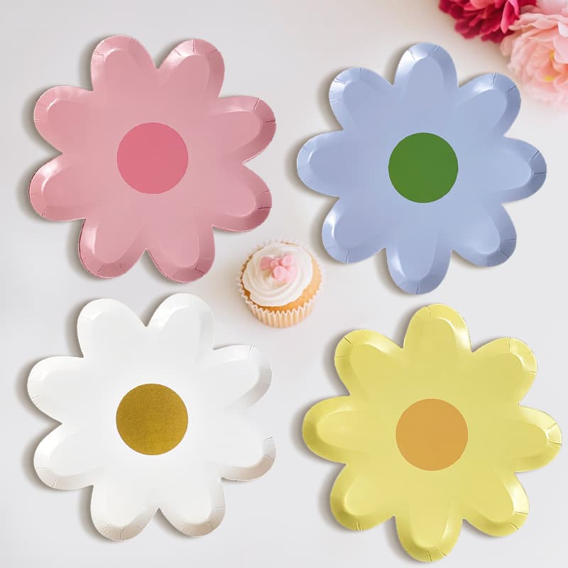 Cross-border Sunflower 7-inch 9-inch Birthday Party Plate Disposable Paper Plate Fruit Plate Cake Plate Heart Plate Party