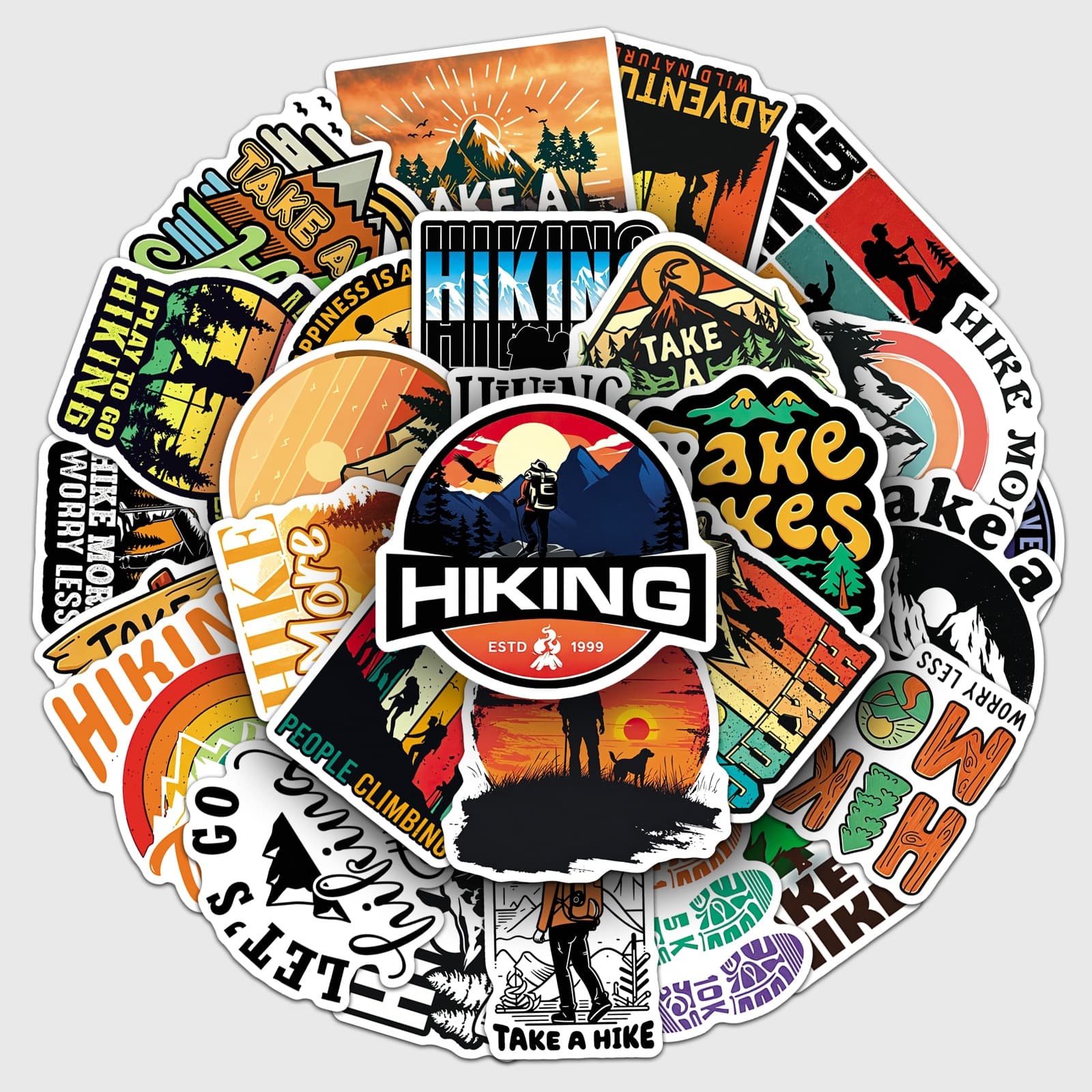50 Outdoor Hiking Stickers Hiking Trekking Sports Cross-Border Best-Selling Waterproof Decorative Stickers