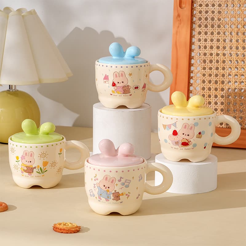 Cartoon Bunny Creative Countertop Coffee Cup Student Children's Fun Drinking Cup Children's Holiday Gift Wholesale Cup