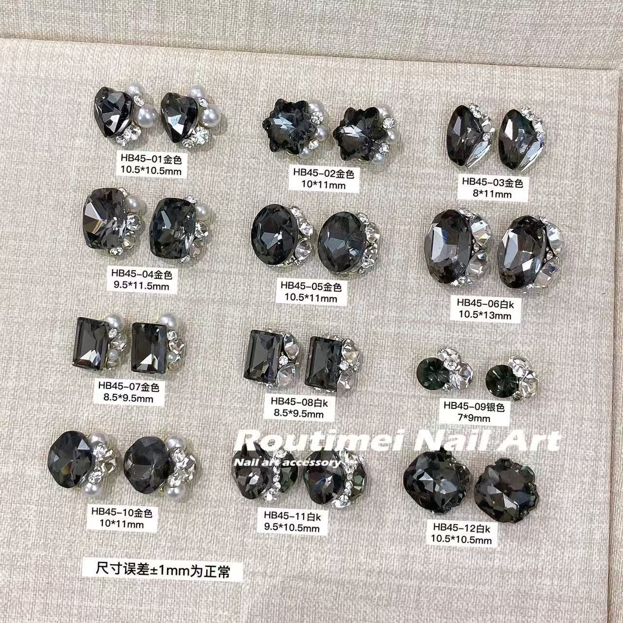 Transparent black finished manicure with piles of diamonds, love circle, internet celebrity, flashing manicure, diamonds, rhinestones, pearls, piles of diamonds accessories