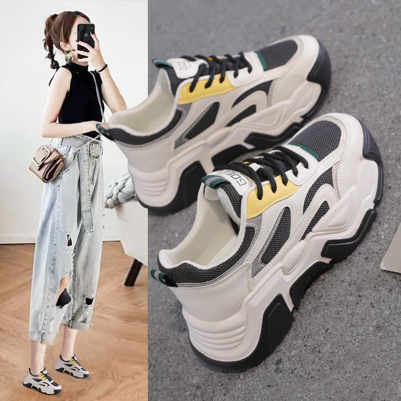Dad Sneakers for Women Fall 2024 New Trendy Casual White Shoes Thick Sole Sports Shoes Ins Fashion