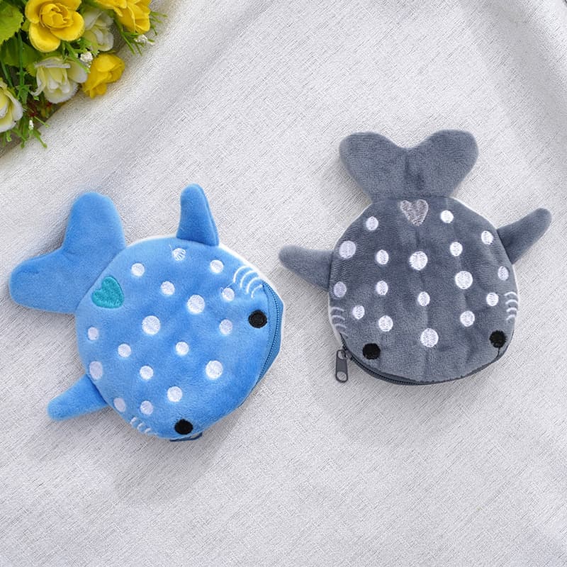 New Cartoon Shark Plush Coin Purse Coin Bag Cute Keychain Cable Bag Zipper Pouch Small Gift Wholesale