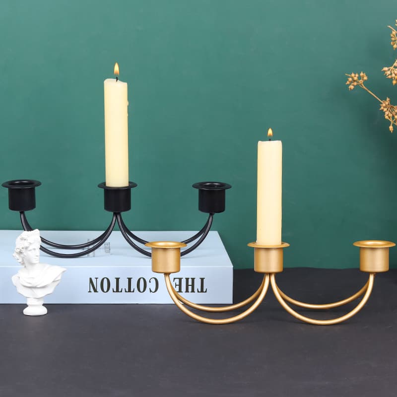 European-style Three-arm Candleholder, Light Luxury Iron Art Desktop Decoration, Home Wedding Ornament