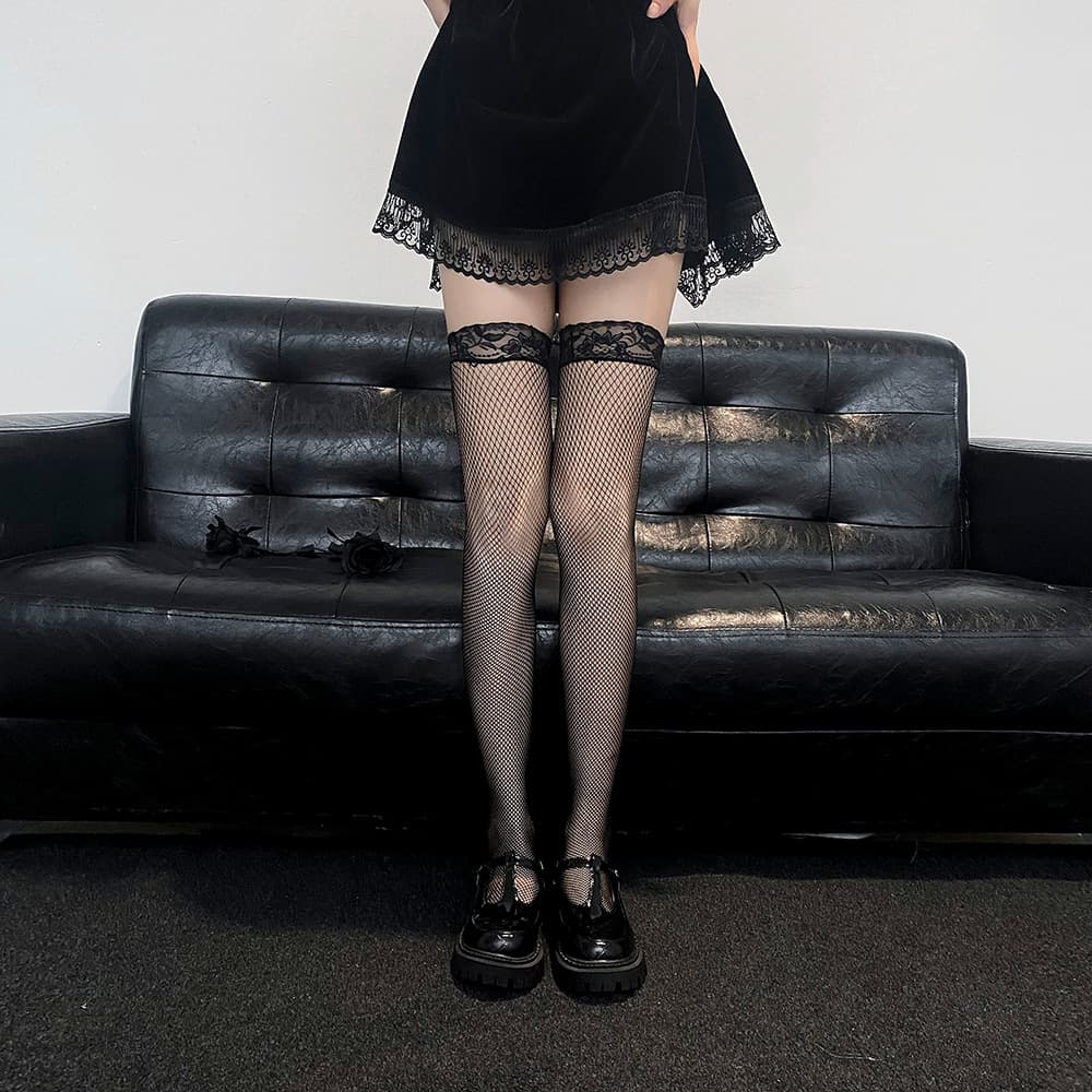 Foreign Trade Lingerie Matching Fishnet Stockings Sexy Seduction Medium Mesh Eyelet Pattern Long Socks Factory Direct Wholesale