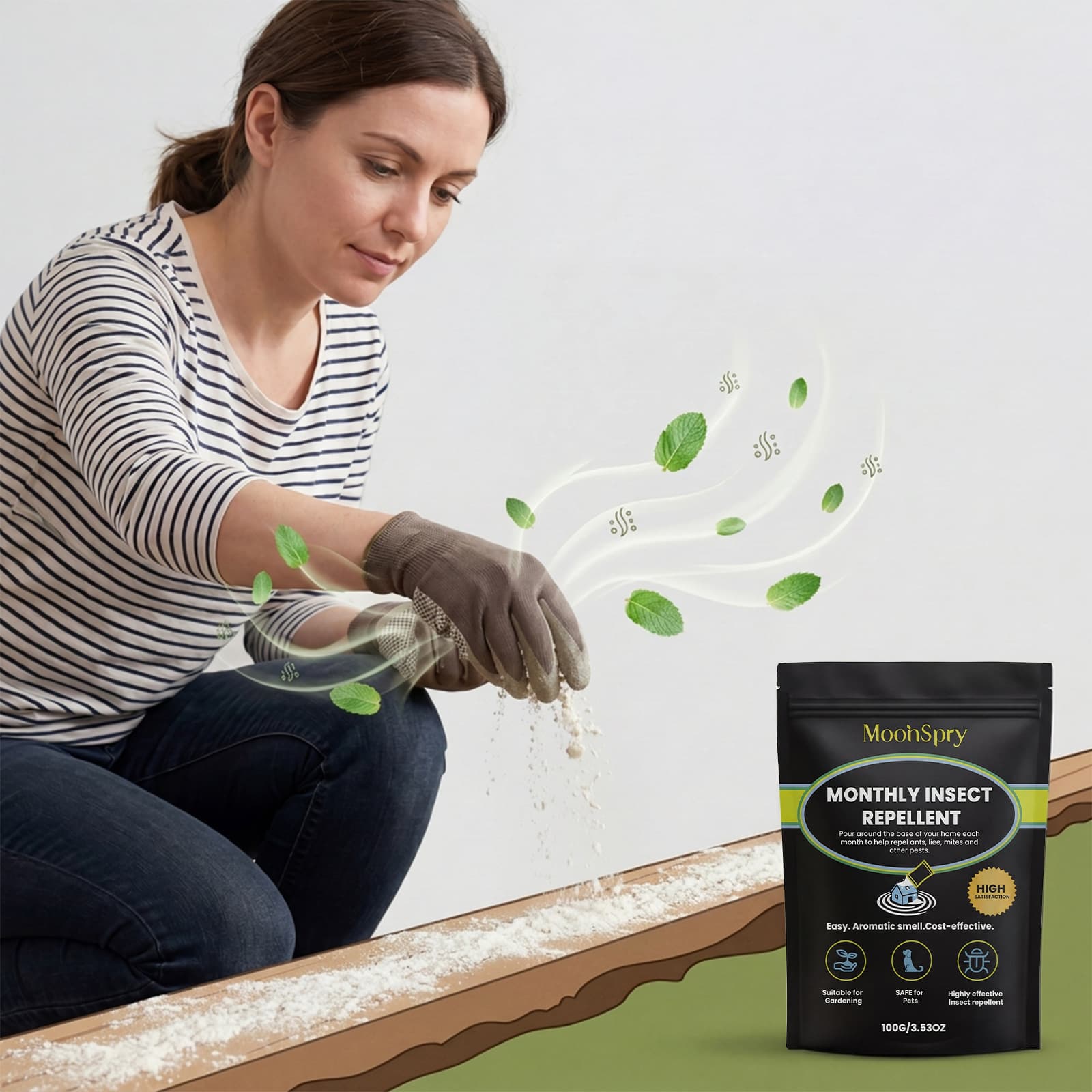 MOONSPRY Insect Repellent Powder, Household Odorless Insect Repellent Powder, Gentle Pest Control for Home, Garden, and Warehouse