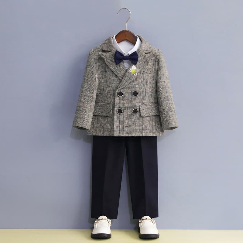 Boys' Suit Set Toddler Kids Flower Boy Wedding Tuxedo 3-Piece Birthday Outfit Performance Costume