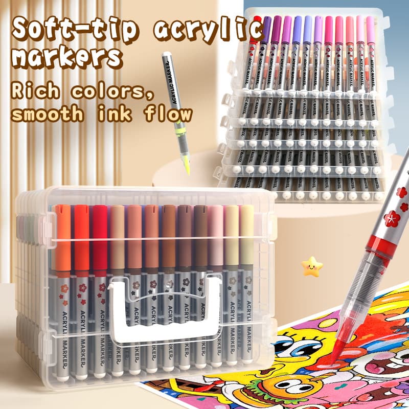 BOSSEE Vietnam Version Soft Tip Liquid Ink Marker, Stackable Storage, Quick-Drying, Smooth Ink Flow, No Skipping