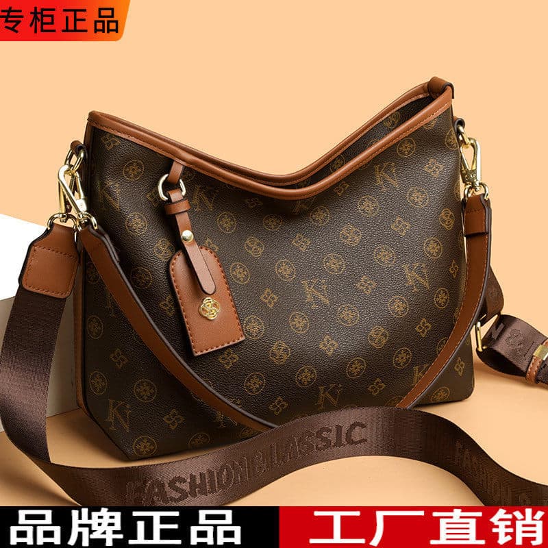 Brand retro old flower print tote bag women's large-capacity one-shoulder crossbody bag commuting tote bag