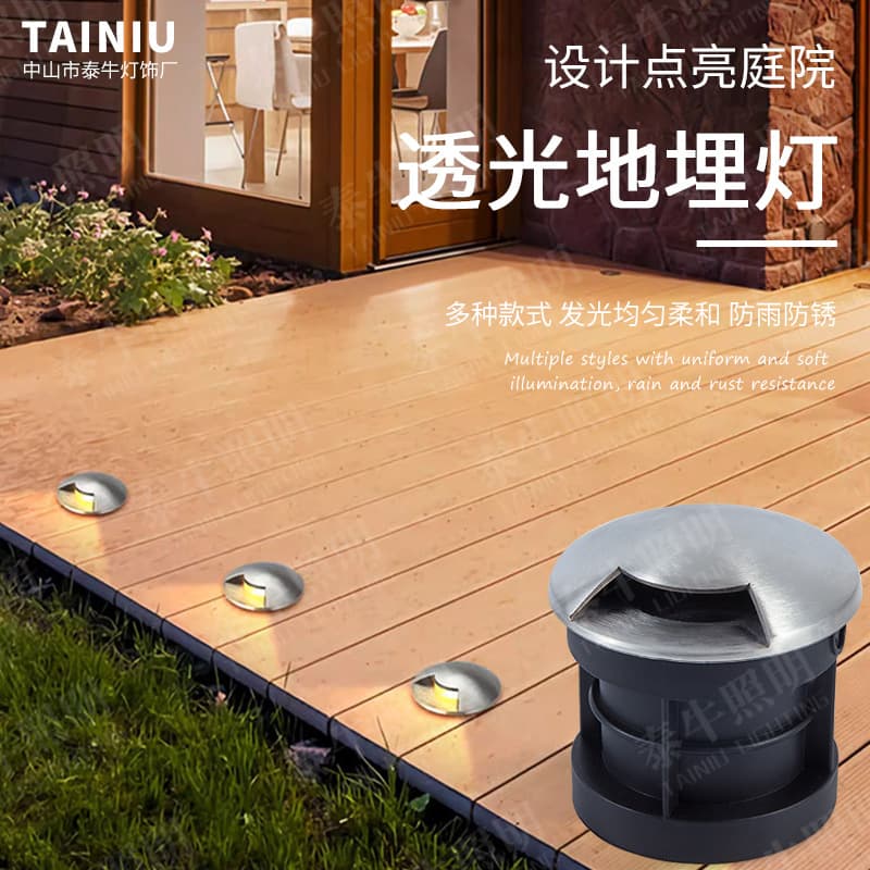 Side-Emitting Buried Light Turtle Shell Light Recessed 1W/3W Single/Double-Sided Waterproof Step Path Stainless Steel Turtle Back Light
