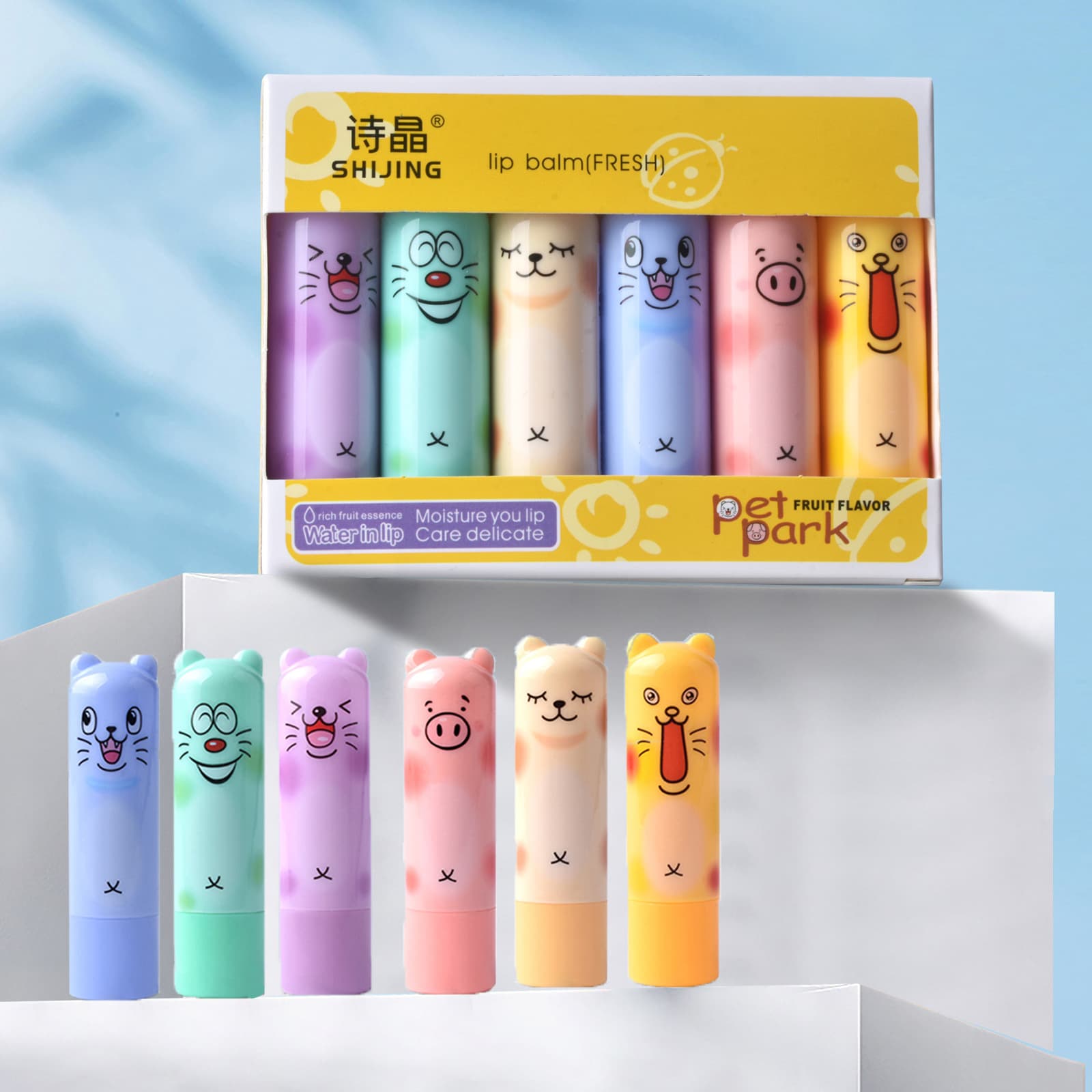 Foreign Trade Fruit Flavored Lip Balm 6-Piece Wholesale Lip Balm Fruit Flavor Lip Balm Care