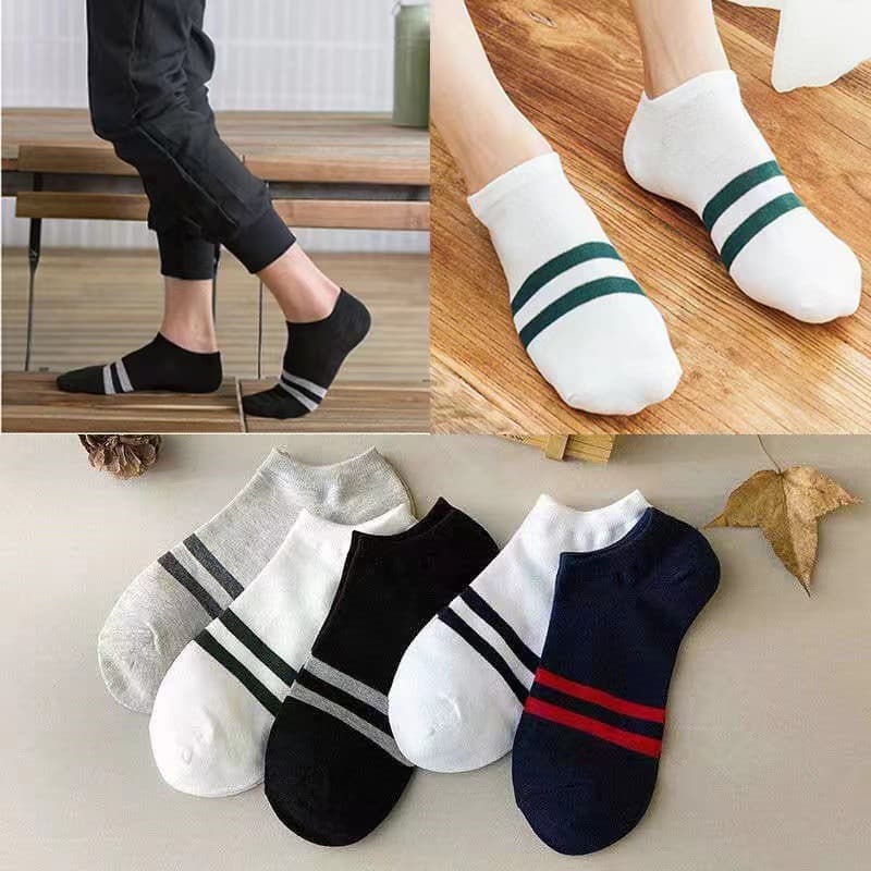 Men's Socks 2024 Spring/Summer New Ins Style Solid Color Men's No-Show Socks Breathable Invisible Sweat-Absorbing Student Short Socks