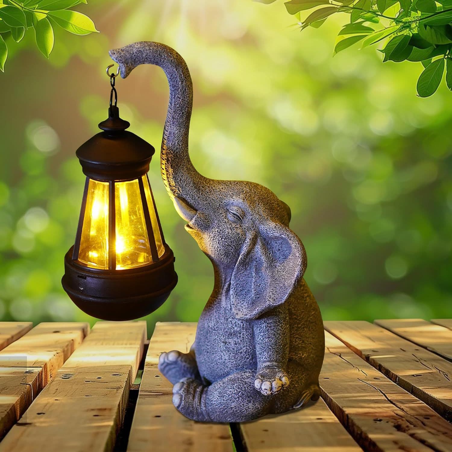 Cross-border solar outdoor ornament, waterproof lawn resin elephant animal-shaped courtyard light for garden landscape