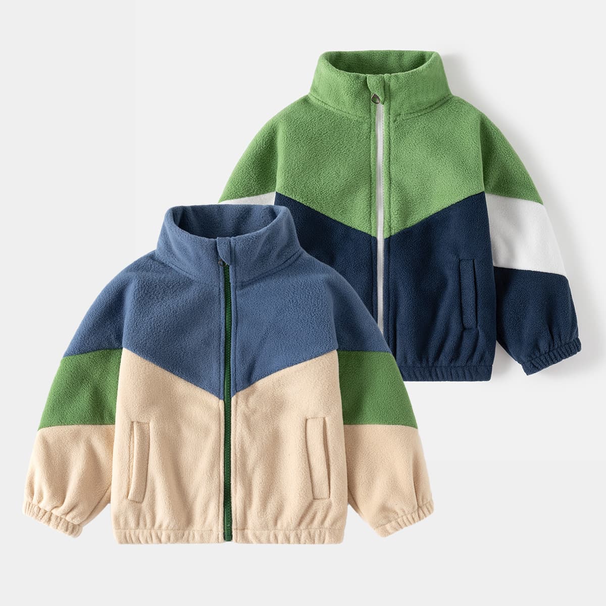 2025 Autumn New Children's Fleece Jacket Boys' Color-Blocked Casual Tops Wholesale