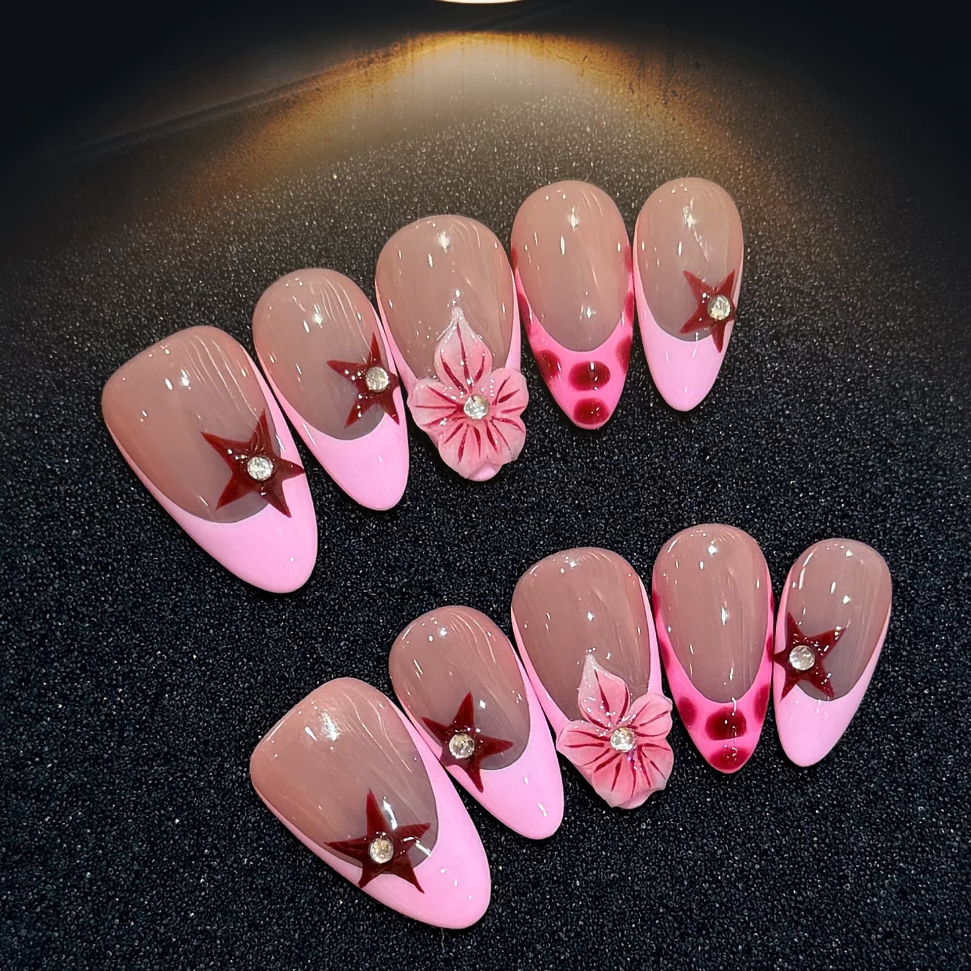 French Tip Short Press On Nails Handcrafted Reusable K6301S