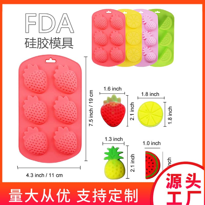 Wholesale Silicone Fruit Ice Cube Tray Mold Strawberry Mold Pineapple Mold Lemon Mold Chocolate Mold Epoxy Pendant