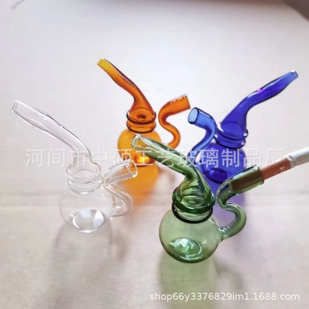 Thick Stem Colored Glass Hookah Water Pipe Filter Mouthpiece with Adapter
