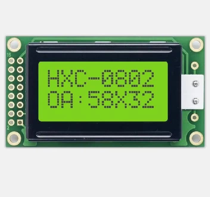 HEXING Industrial Grade 8x2 STN Yellow-Green 14-Pin 8-Bit Parallel 5V Display Mini LCD Module