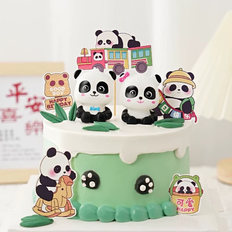 Children's Day birthday cake decoration ornaments, vinyl panda baby children's one-year-old scene-themed baking decoration