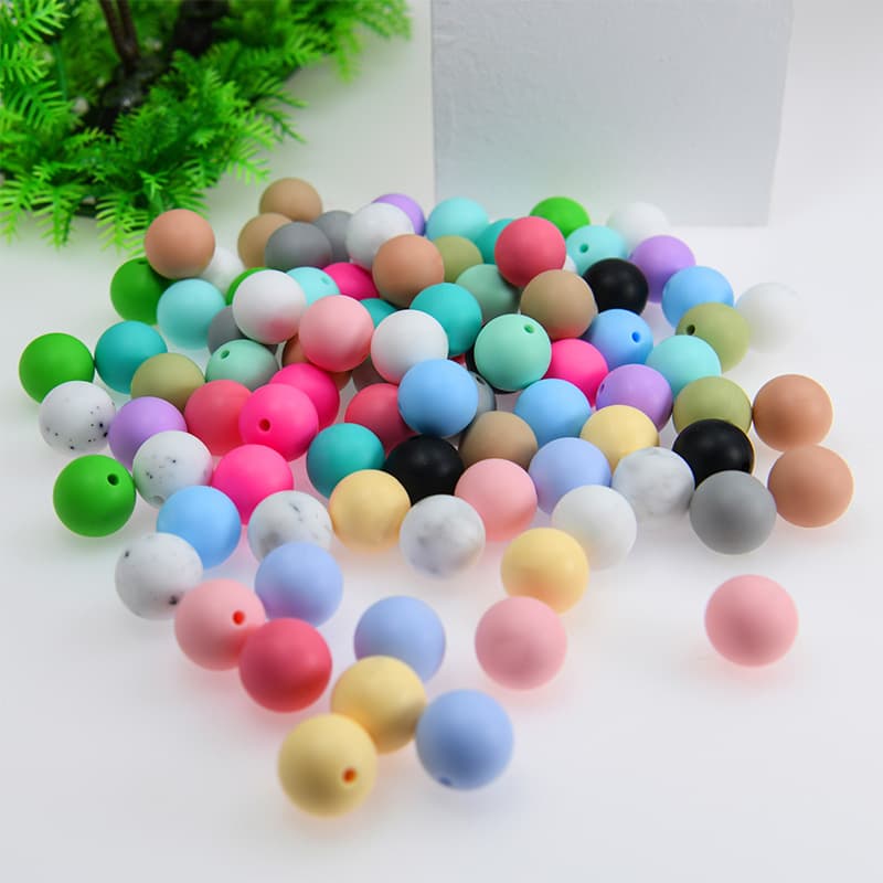 Cross-border New Silicone Beads Baby Teether Chewable Silicone Round Beads Children's Food-Grade DIY Jewelry Accessories Wholesale