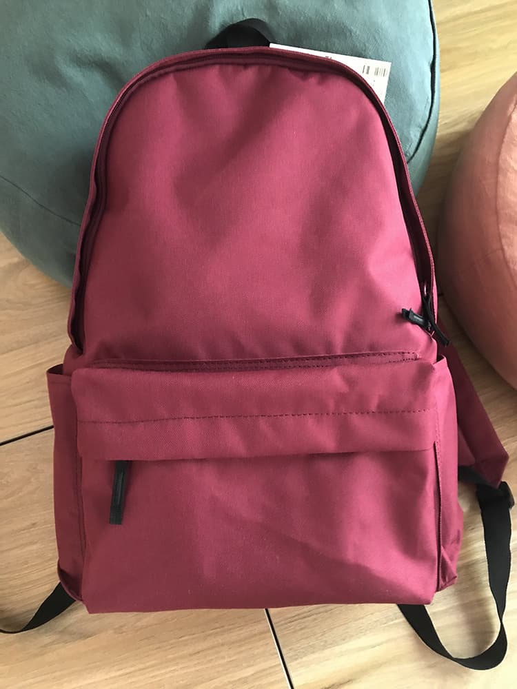Japanese-style solid color minimalist Muji-style backpack for female students, large capacity men's school bag, printed logo