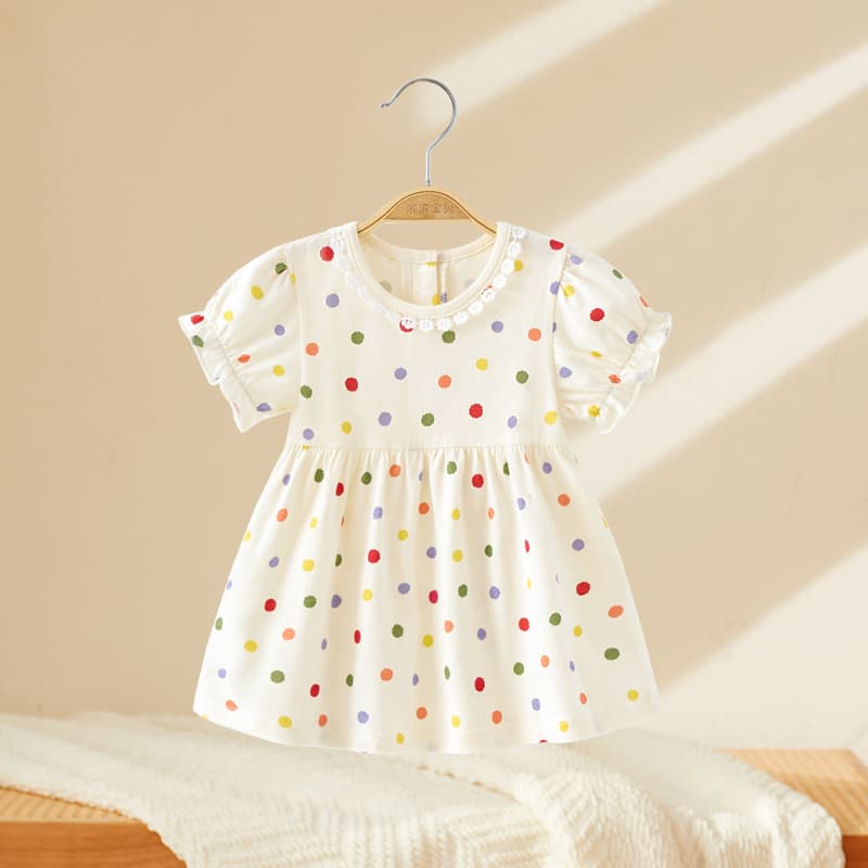 Girls Summer Dress Children's Princess Dress Lightweight Baby Floral Dress Pure Cotton