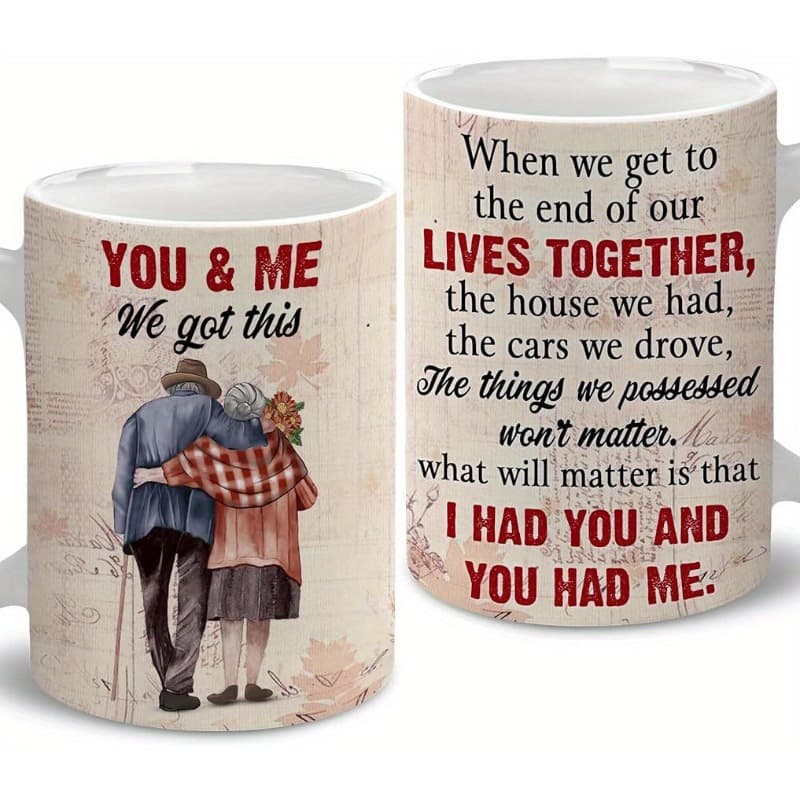 Cross-border Best-selling Sublimation Gift Cup Round Handle Inner Color White Cup YOU & ME Ceramic Mug