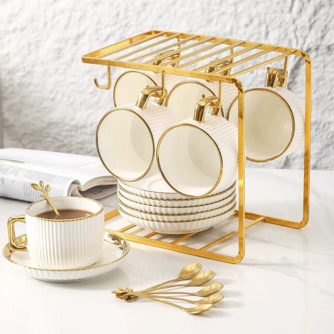 Ins-style afternoon tea set, European luxury coffee cup set, Nordic light luxury home cup and saucer ceramic cup