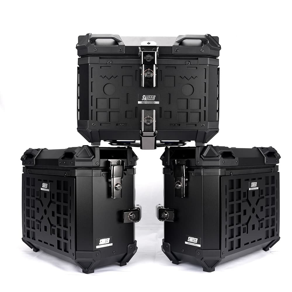 28L/35L Motorcycle Aluminum Side Case Universal Waterproof Impact-Resistant Rear Box Quick-Release Three-Box Set