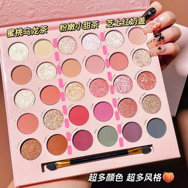 ErshiQi Smoky Rose 30-Color Eyeshadow Palette Smoke N'Roses Pure Subtle Shimmer Matte Eyeshadow Wholesale