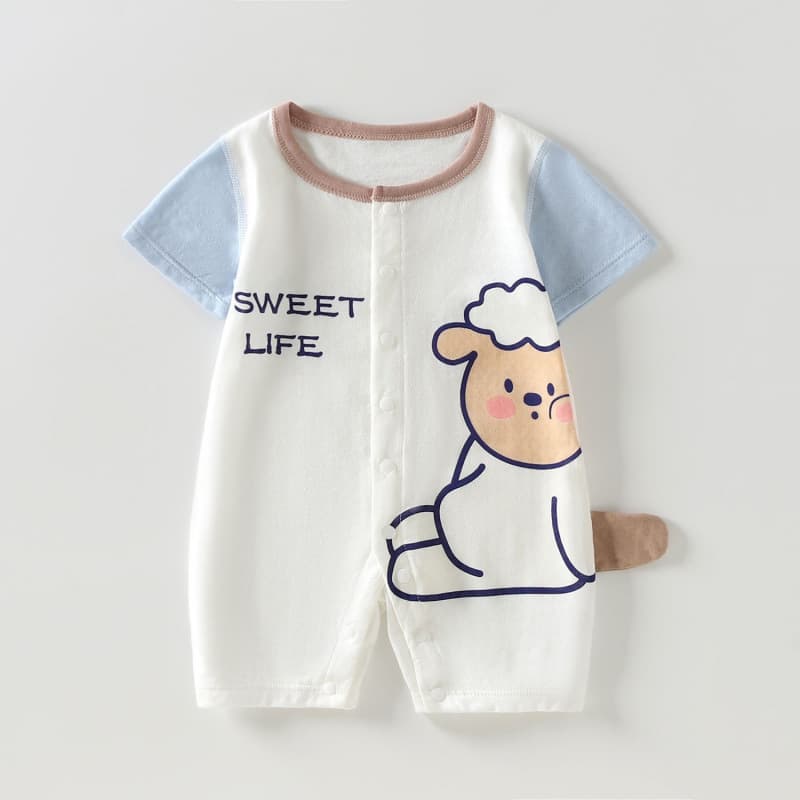 Newborn Infant Summer Thin Romper Seamless Short-Sleeve Modal Baby Home Air-Conditioning Clothing Jumpsuit Crawling Suit