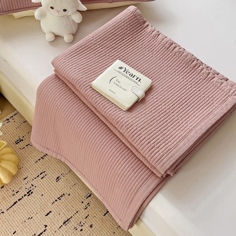 Korean solid color double-sided cotton bed cover washed pure cotton quilted quilted thickened anti-slip bed sheet four seasons blanket wholesale