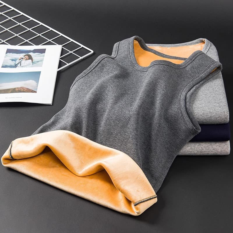 New Winter Thickened Fleece-Lined Thermal Vest for Men Slim Fit Youth Stylish Sleeveless Jacket Golden Fleece Underwear