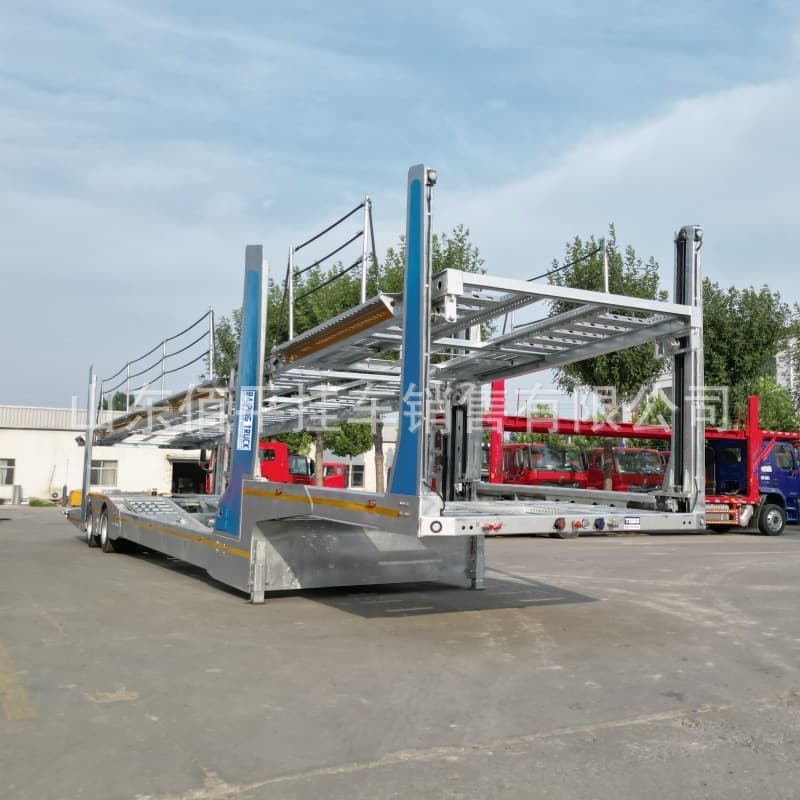 Export eight-position car carrier, double-layer retractable lift, passenger vehicle transport semi-trailer, galvanized model car carrier