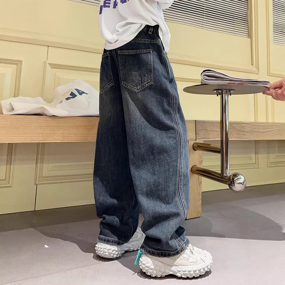 Boys Straight Wide Leg Jeans Spring Fall 2026 New Style Kids Spring Pants Loose Streetwear Wholesale